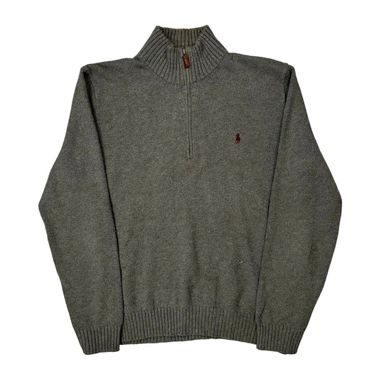 Vintage Polo By Ralph Lauren 1/4 Zip - Large Grey Cotton