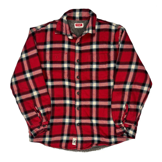 Vintage Wrangler Checked Flannel Shirt - Medium Red Cotton