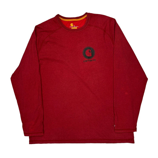 Carhartt Long Sleeve T-Shirt - XL Red Cotton