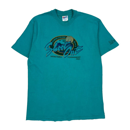 Basketball Tournament Hanes Single Stitch T-Shirt - XL Green Cotton