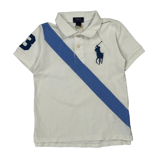 Age 5 Polo By Ralph Lauren Striped Polo Shirt - 2XS White Cotton