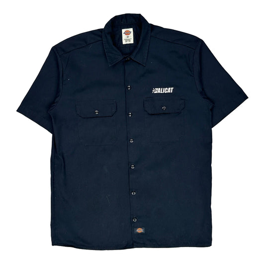 Alicat Logo Dickies Short Sleeve Shirt - Medium Navy Polyester Blend