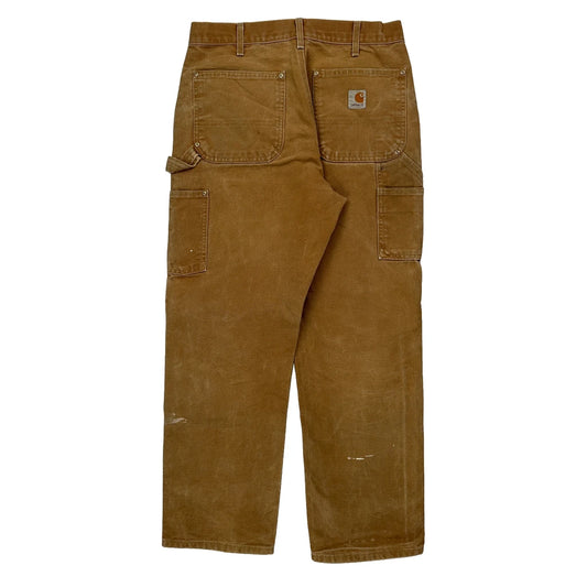 Vintage Made In USA Carhartt B01 Brn Double Knee Carpenter Trousers - 30W 29L Brown Cotton