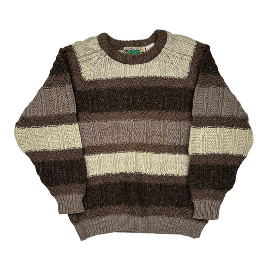 Thomas Hardie Striped Jumper - Large Cream Wool