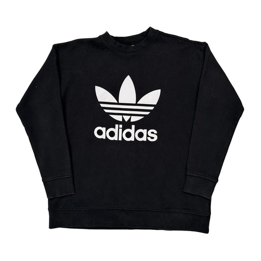 Trefoil Logo Adidas Sweatshirt - Large Black Cotton