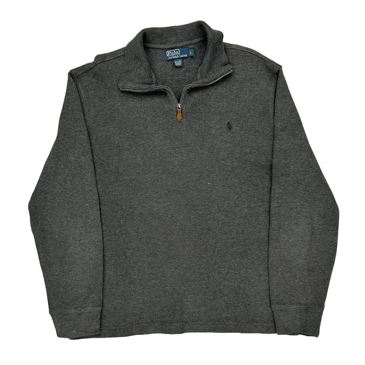 Polo By Ralph Lauren 1/4 Zip - Large Grey Cotton