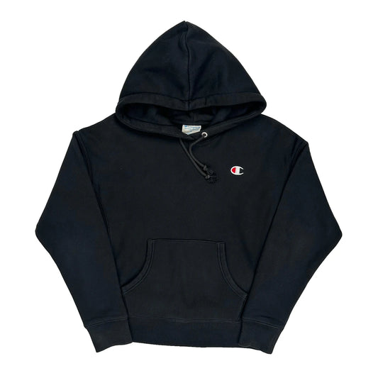 Vintage Reverse Weave Champion Hoodie - Small Black Cotton