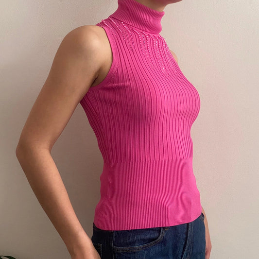 Vintage pink Miss Swan Rollneck - womens small