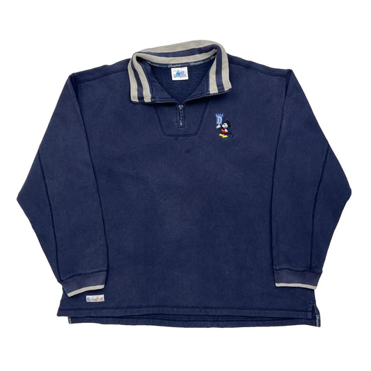 Disney Collared 1/4 Zip - 2XL Navy Cotton