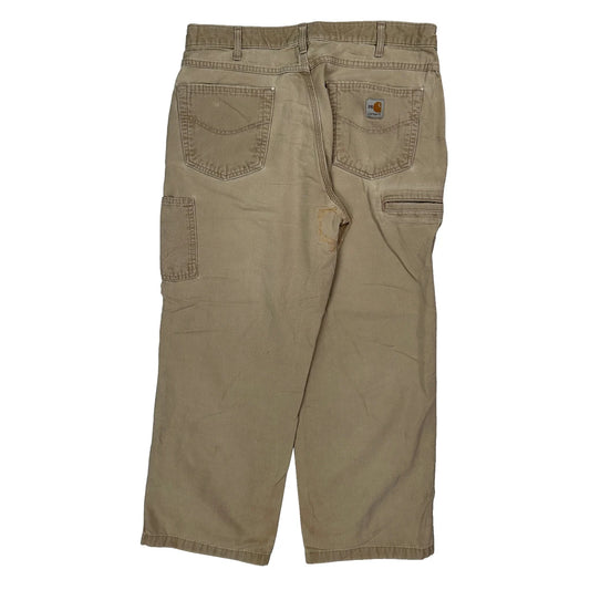 Carhartt Carpenter Trousers - 34W 28L Beige Cotton