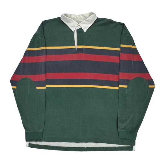 L.L.Bean Striped Rugby Shirt - XL Green Cotton