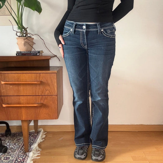 Vintage dark wash Embroidered Silver Jeans - womens 31" waist