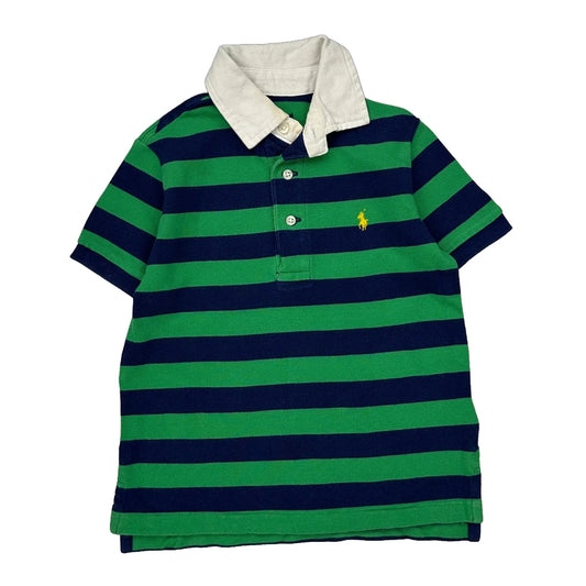 Age 3 Polo By Ralph Lauren Striped Polo Shirt - 2XS Green Cotton
