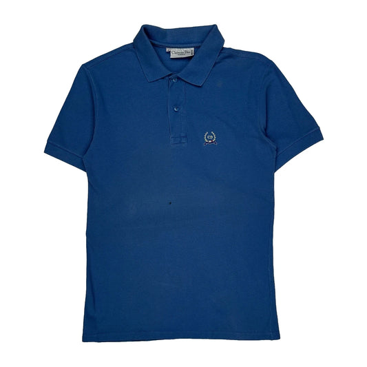 Vintage Christian Dior Polo Shirt - Small Blue Cotton