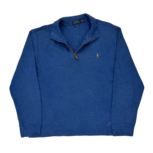 Polo By Ralph Lauren 1/4 Zip - Large Blue Cotton