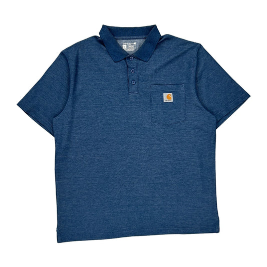 Carhartt Polo Shirt - Large Blue Cotton