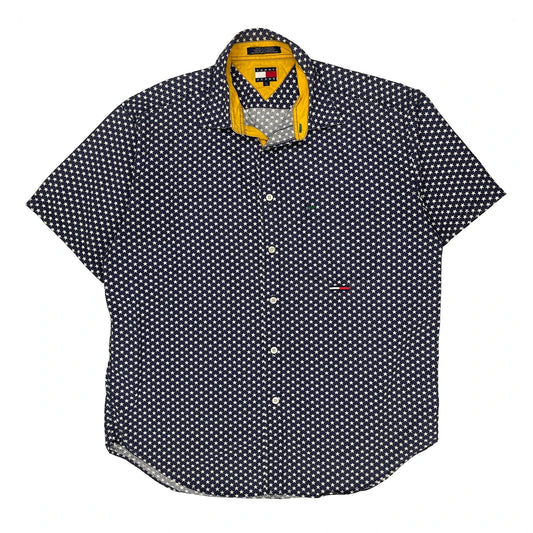Vintage Tommy Jeans Short Sleeve Shirt - Large Blue Cotton