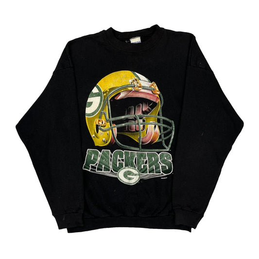 Green Bay Packers True Fan Nfl Sweatshirt - Medium Black Cotton Blend