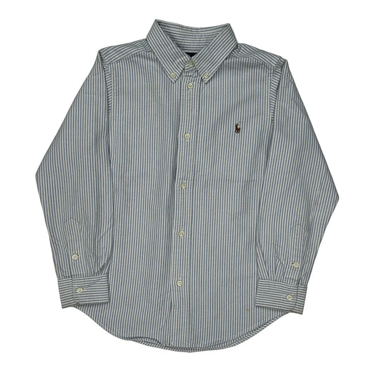 Age 7 Ralph Lauren Striped Shirt - Small Blue Cotton