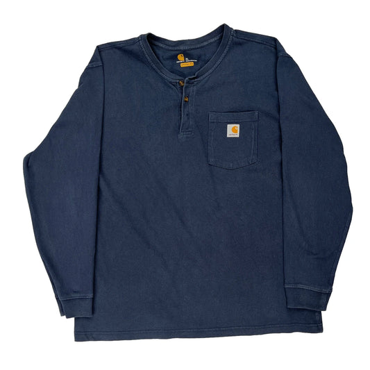 Carhartt Long Sleeve T-Shirt - XL Blue Cotton