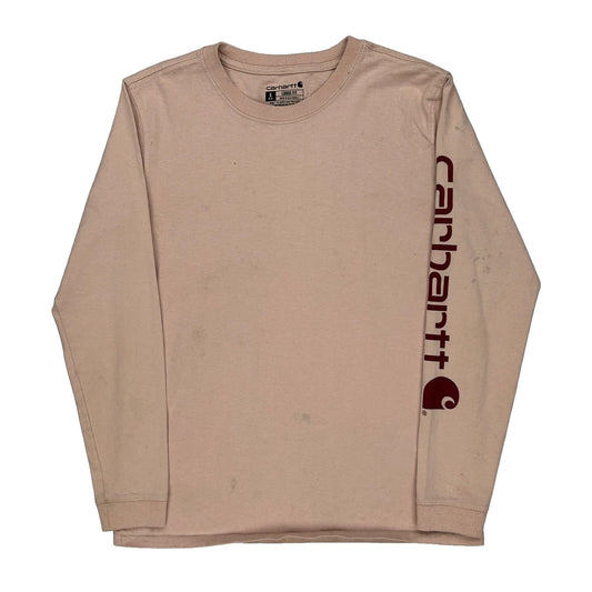 Carhartt Long Sleeve T-Shirt - Small Beige Cotton