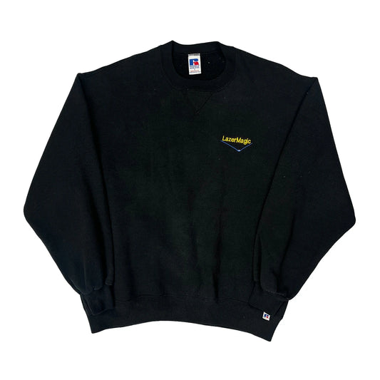 Vintage Lazermagic Russell Athletic Sweatshirt - Large Black Cotton