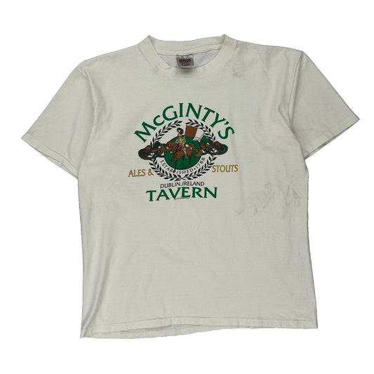 Oneita Single Stitch T-Shirt - XL White Cotton