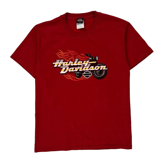 Harley Davidson Graphic T-Shirt - Large Red Cotton