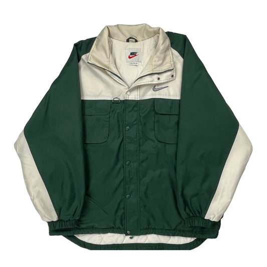 Vintage Nike Spellout Jacket - XL Green Polyester