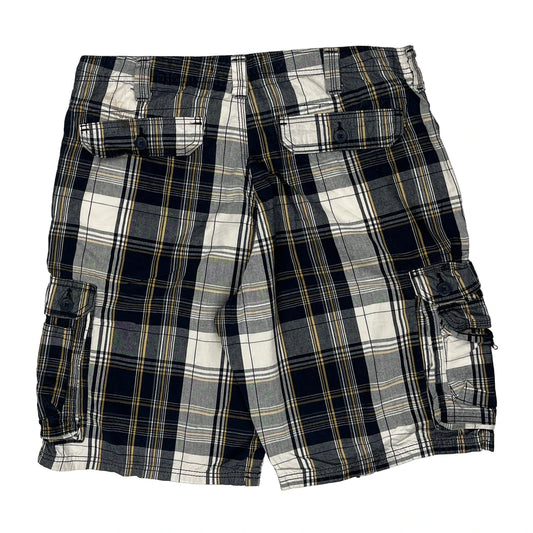 Vintage Lee Checked Cargo Shorts - 35W 11L Black & White Cotton