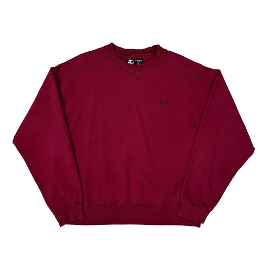 Vintage Heavyweight Starter Sweatshirt - Medium Burgundy Cotton