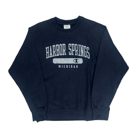 Harbor Springs Michigan Champion College Sweatshirt - Large Navy Cotton