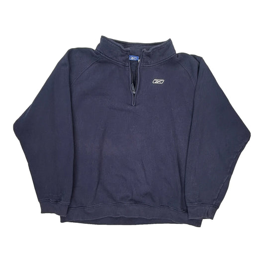 Reebok 1/4 Zip - 2XL Navy Cotton