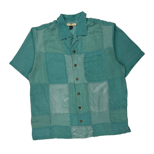 Tommy Bahama Hawaiian Shirt - Large Green Silk