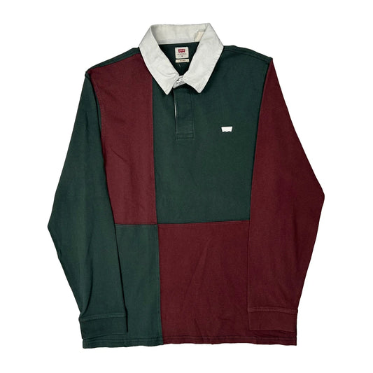 Vintage Levis Rugby Shirt - Medium Burgundy Cotton