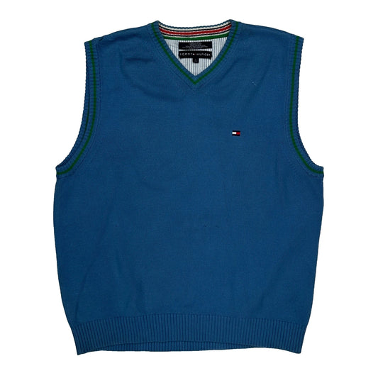 Vintage Tommy Hilfiger Sweater Vest - Large Blue Cotton
