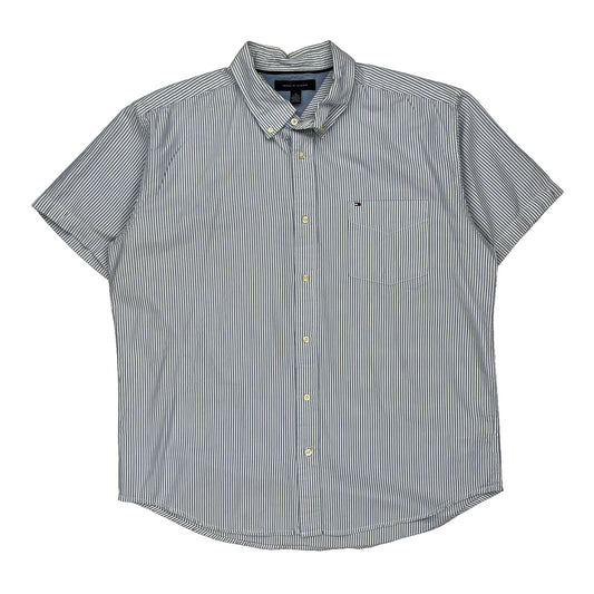 Tommy Hilfiger Striped Short Sleeve Shirt - XL Blue Cotton