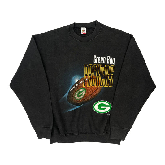 Made In Usa Green Bay Packers Fruit Of The Loom Nfl Sweatshirt - XL Black Cotton Blend