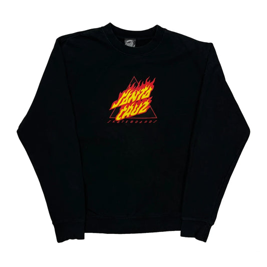 Vintage Skateboards Santa Cruz Graphic Sweatshirt - Medium Black Cotton