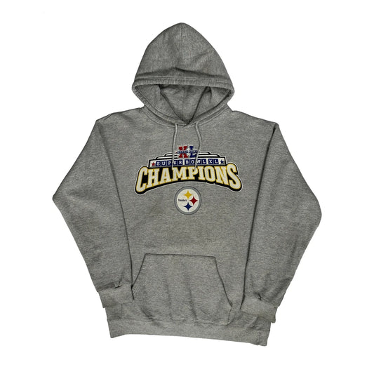 Vintage Pittsburgh Steelers Reebok Football Hoodie - Large Grey Cotton Blend