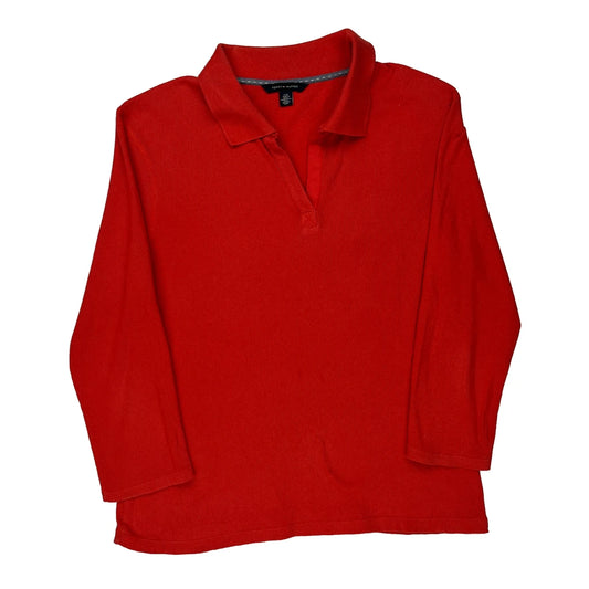 Tommy Hilfiger Long Sleeve Polo Shirt - Large Red Cotton