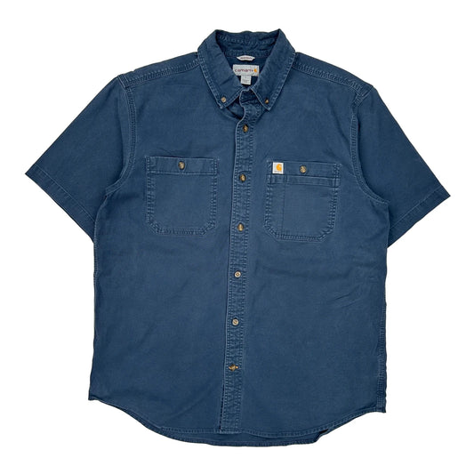 Carhartt Short Sleeve Shirt - Large Blue Cotton