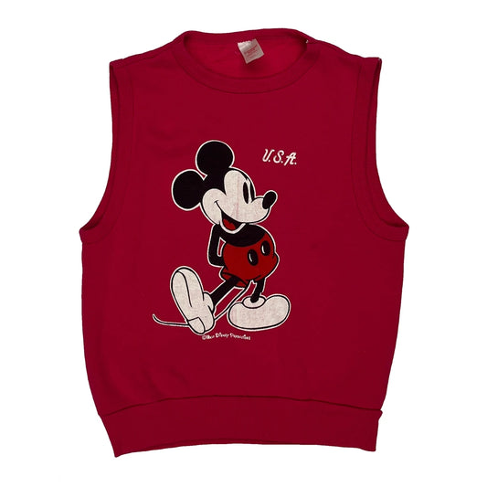 Mickey Mouse Disney Cartoon Sweater Vest - Small Red Acrylic Blend