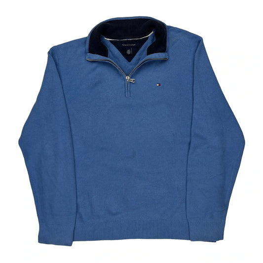 Tommy Hilfiger 1/4 Zip - Large Blue Cotton