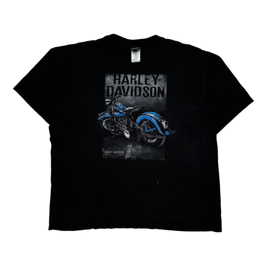 Vintage Motorcycle Harley Davidson Graphic T-Shirt - 2XL Black Cotton