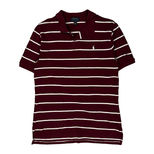 Age 15 Polo By Ralph Lauren Striped Polo Shirt - XL Burgundy Cotton