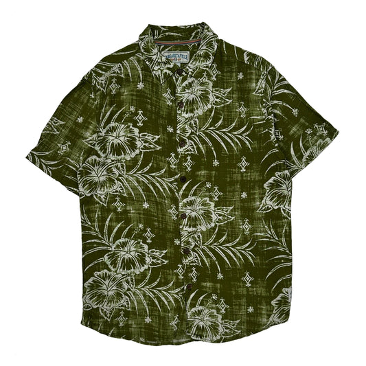 Margaritaville Floral Hawaiian Shirt - Medium Green Viscose