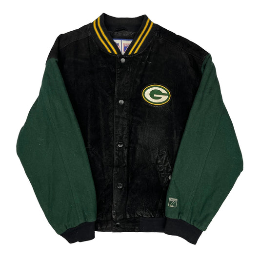Packers Logo 7 Nfl Varsity Jacket - Medium Black Leather