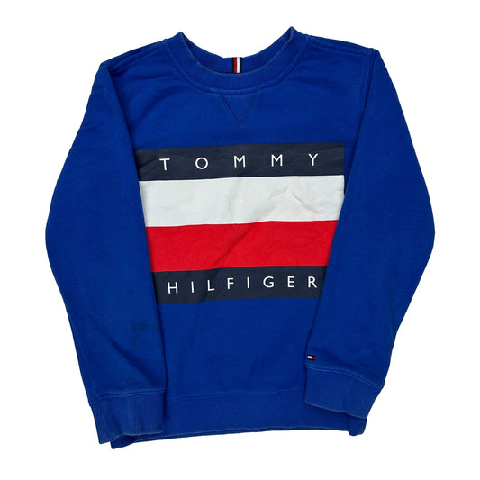 Vintage Age 8-10 Tommy Hilfiger Sweatshirt - Medium Blue Cotton