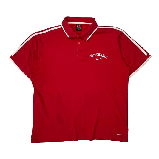 Vintage Wisconsin Nike College Polo Shirt - XL Red Cotton
